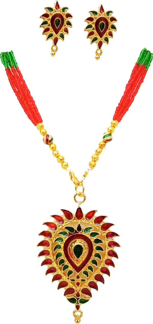 Assamese_Traditional_Red_And_Green_Colour_Dugdugi_Jewellery_Set_For_Women